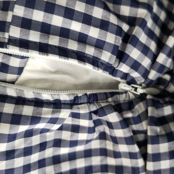 Chelsea 28 Gingham Ruched Poplin Top in Navy/white - Picture 6 of 8